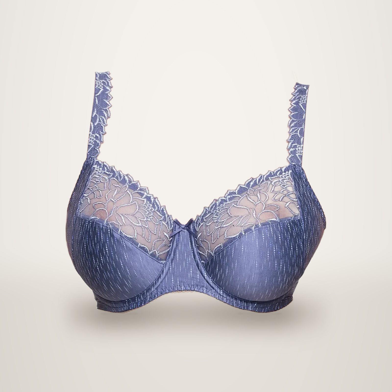 Soutien-gorge bleu à armatures avec dentelle florale